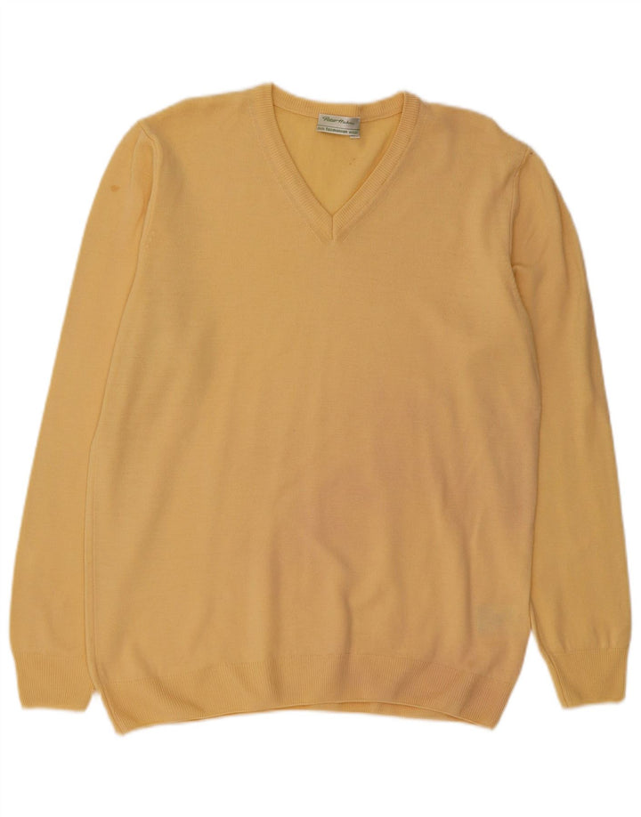 PETER HAHN Dame V-hals sweater UK 16 Stor Gul Ny Uld
