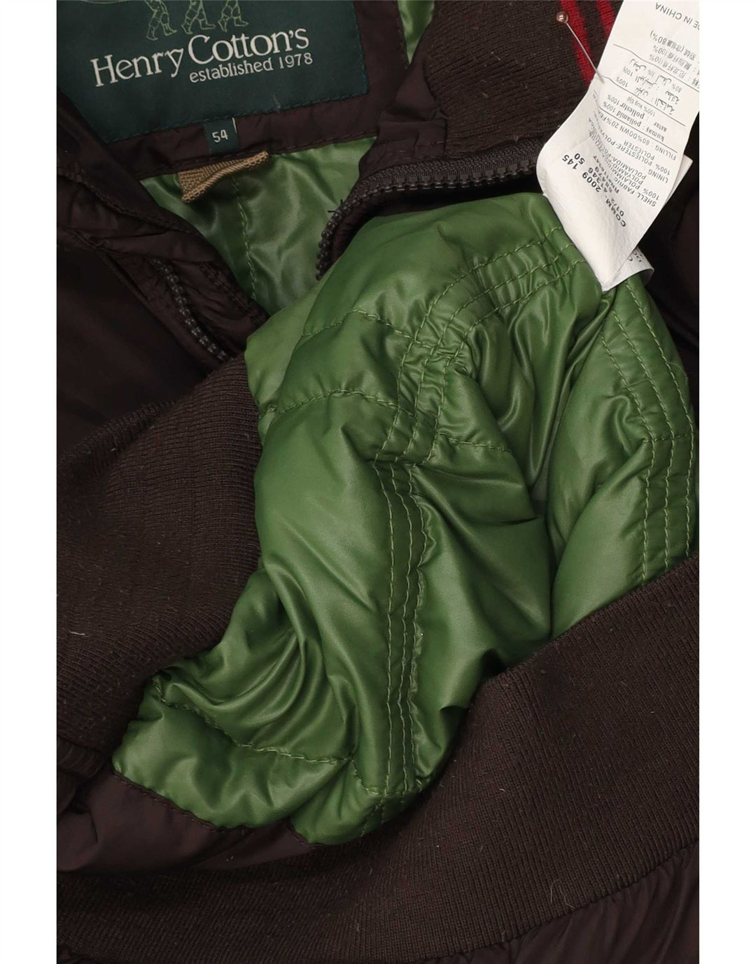 Henry Cottons Herre Bomber Polstret Jakke IT 54 2XL Brun Polyamid