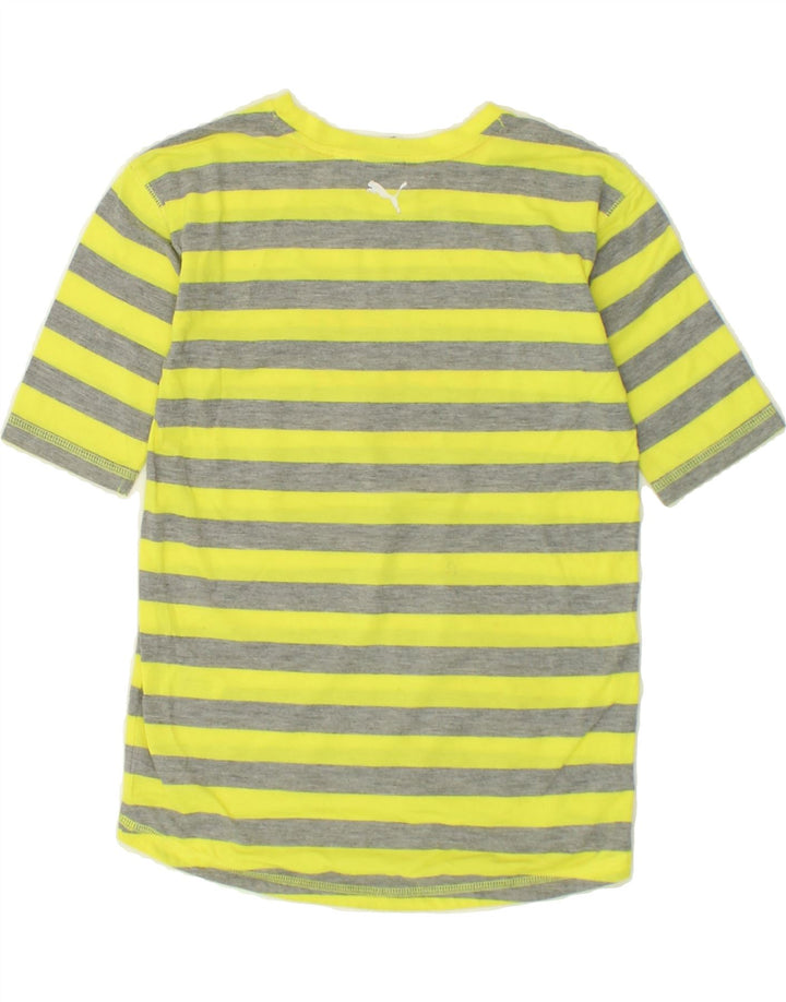 PUMA Girls Graphic Top 3/4 Sleeve 6-7 Years Small Yellow Striped Polyester Vintage Puma and Second-Hand Puma from Messina Hembry 