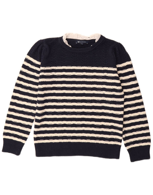 Besætningstøj Dame Boat Neck Jumper Sweater UK 12 Medium Navy Blue