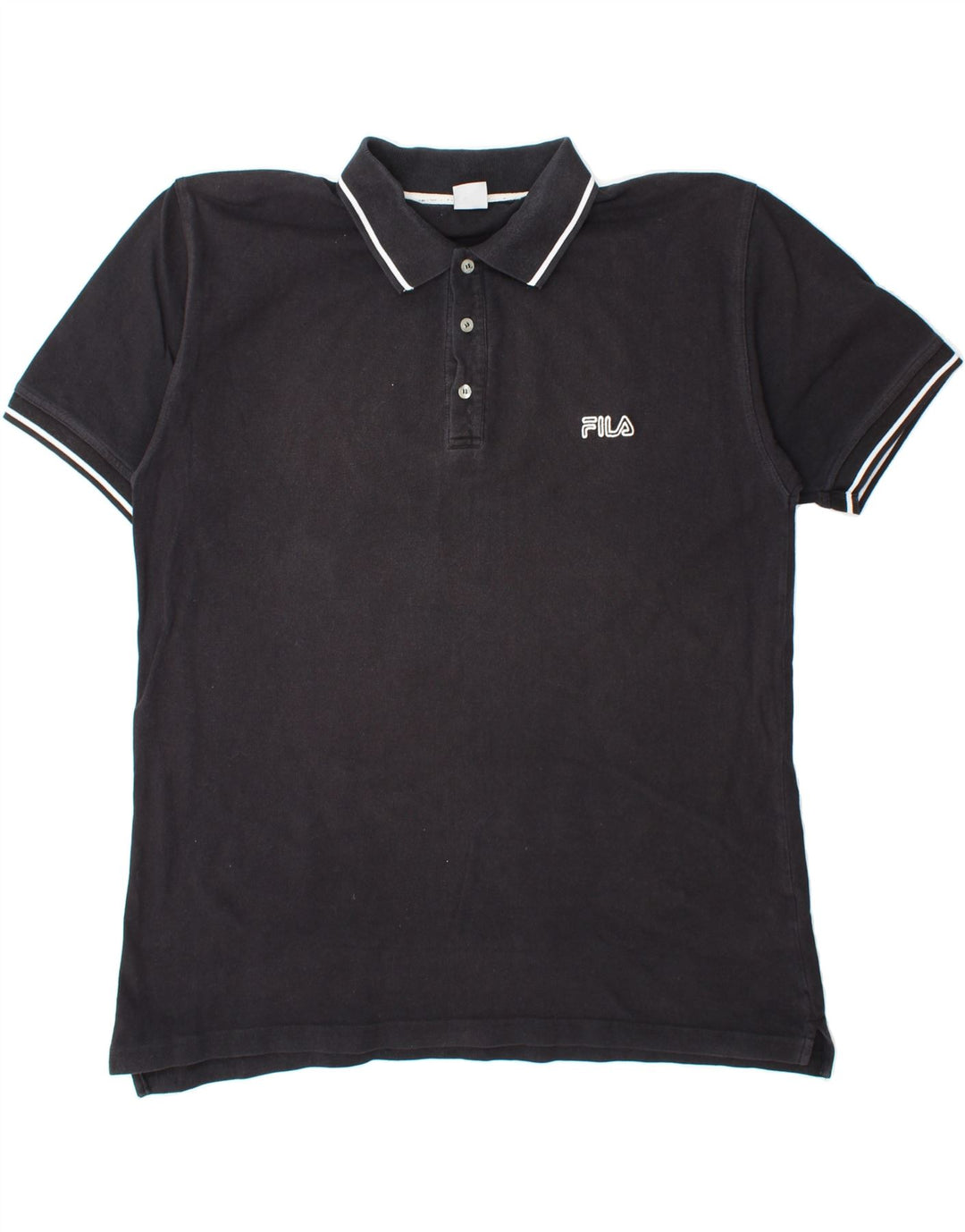 FILA Mens Polo Shirt IT 48 Medium Black Cotton Vintage Fila and Second-Hand Fila from Messina Hembry 
