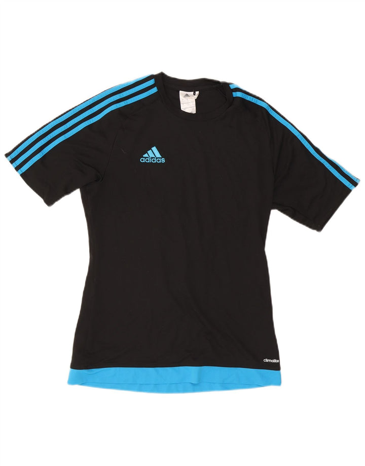 Adidas Herre Climalite T-Shirt Top Lille Sort Colourblock Polyester