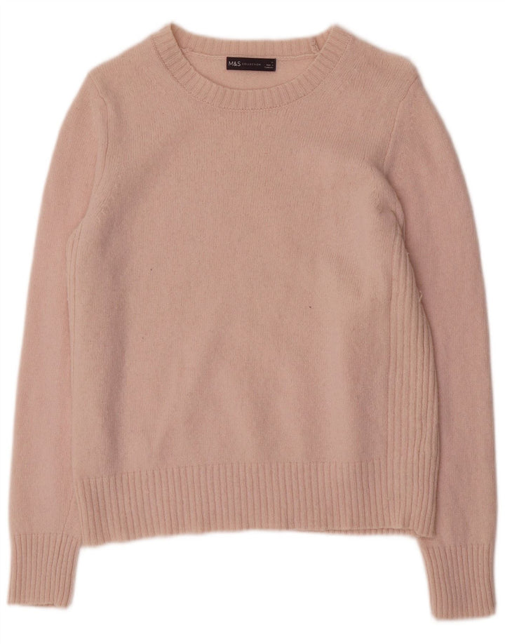Marks & Spencer Dame Boat Neck Jumper Sweater UK 14 Medium Pink Uld