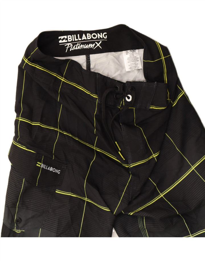 BILLABONG Boys Swimming Shorts 11-12 Years W26  Black Check Polyester Vintage Billabong and Second-Hand Billabong from Messina Hembry 