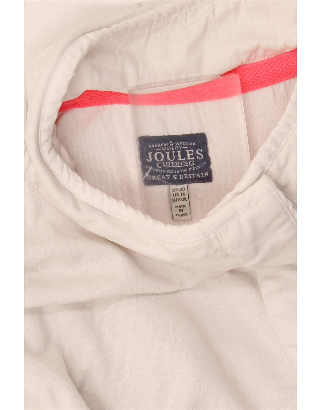 JOULES Dame Button Neck Sweatshirt Jumper UK 20 2XL Hvid Stribet