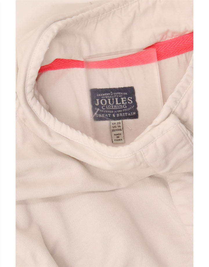 JOULES Dame Button Neck Sweatshirt Jumper UK 20 2XL Hvid Stribet