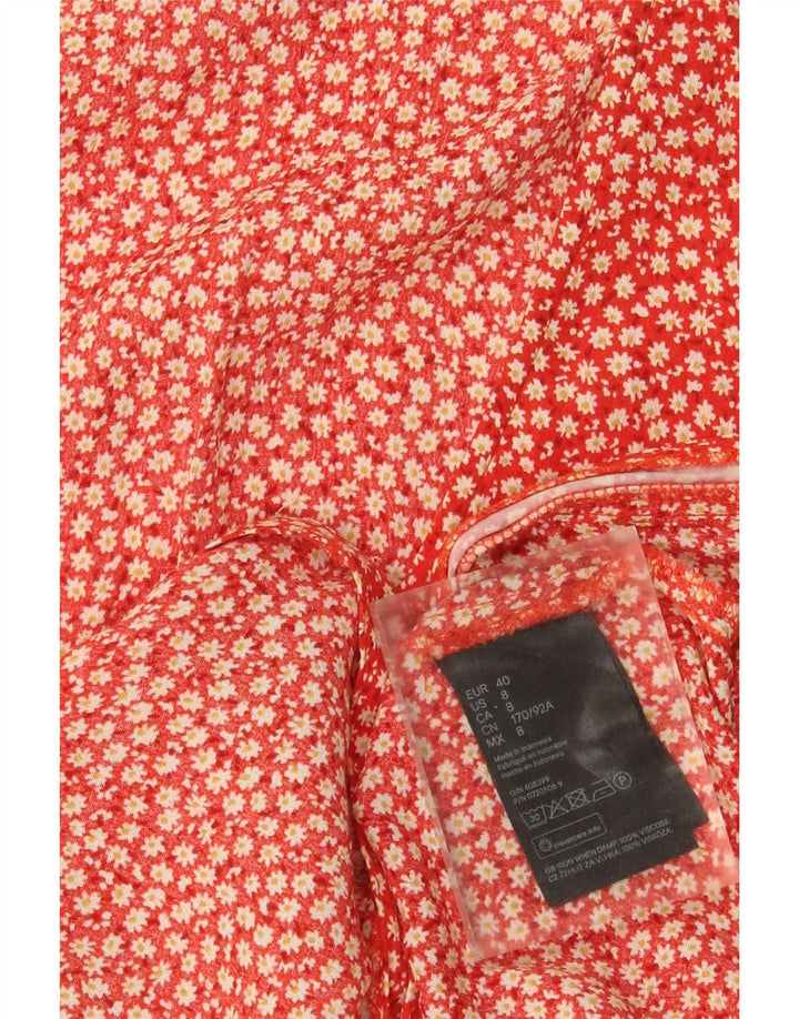 Vintage dame maxikjole EU 40 Medium Red Floral Viscose