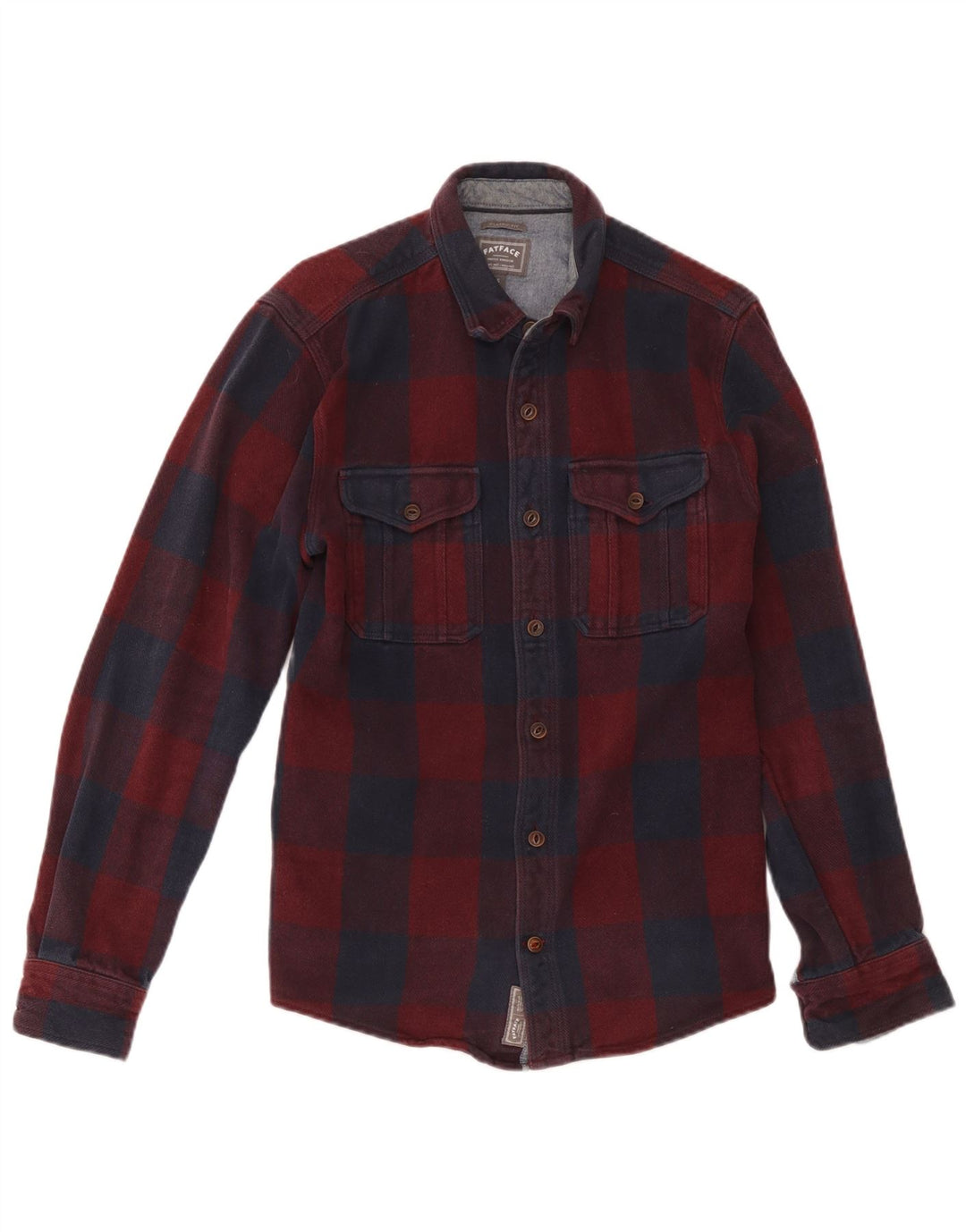 Fat Face Herre Classic Fit Flanellskjorte Lille rød ternet bomuld