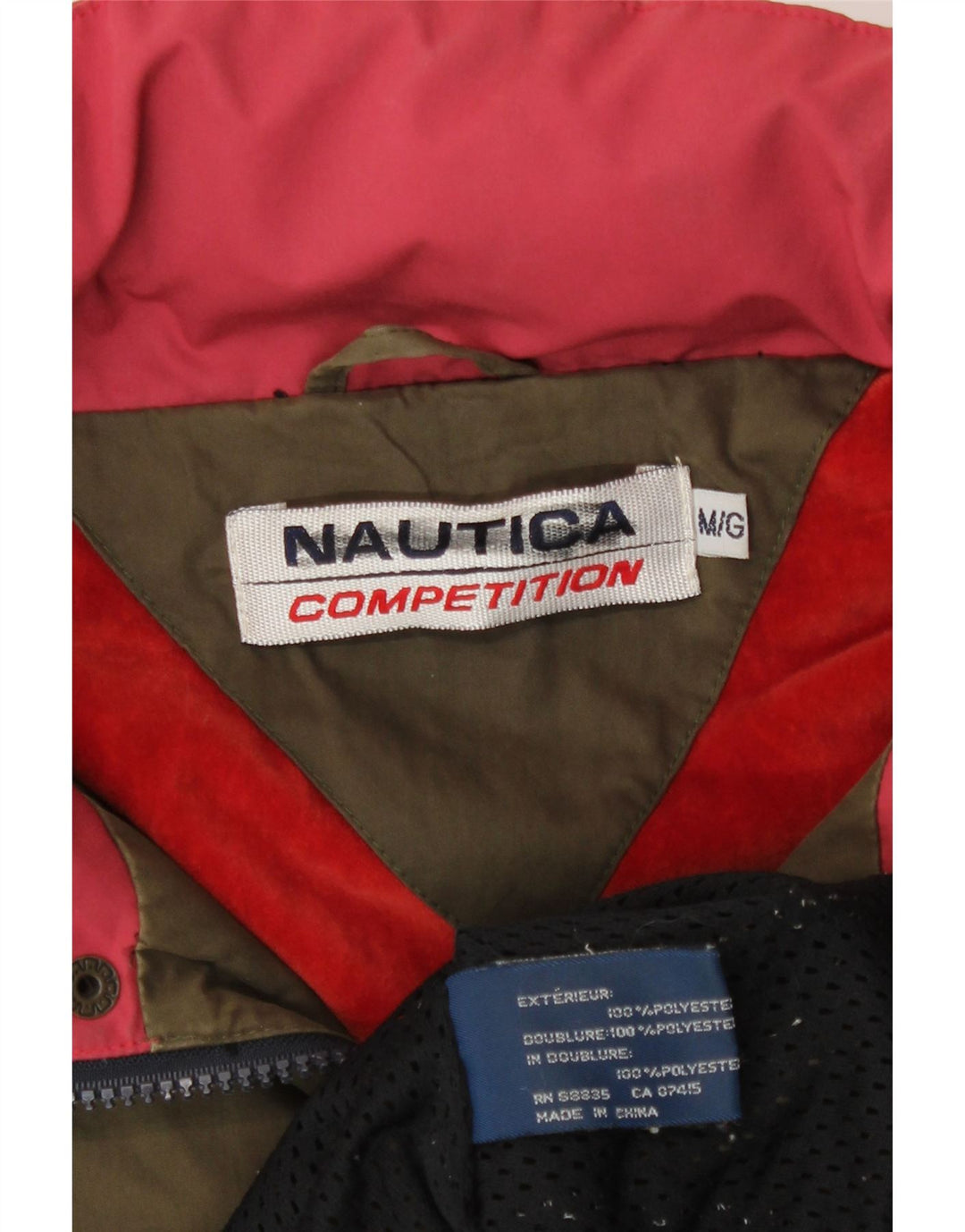 Nautica Herre grafisk regnjakke med hætte UK 38 Medium Khaki Polyester