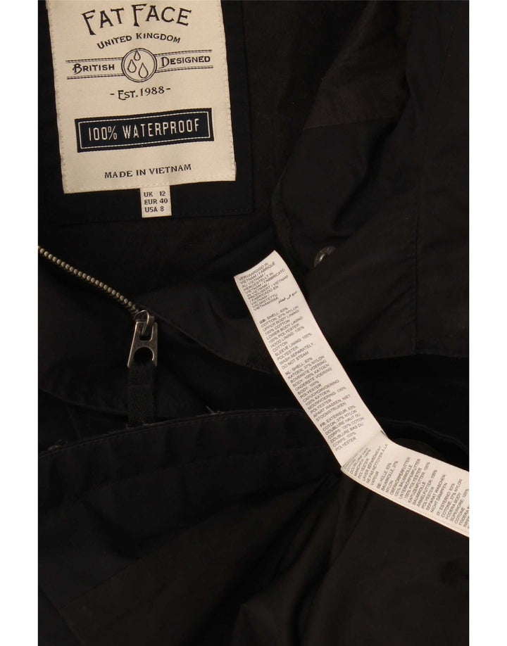 Fat Face Dame Hooded Parka Jacket UK 12 Medium Sort Bomuld