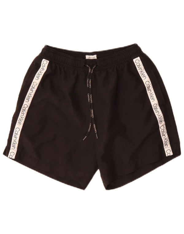 Calvin Klein Herre grafiske svømmeshorts Small Black Colourblock Polyester