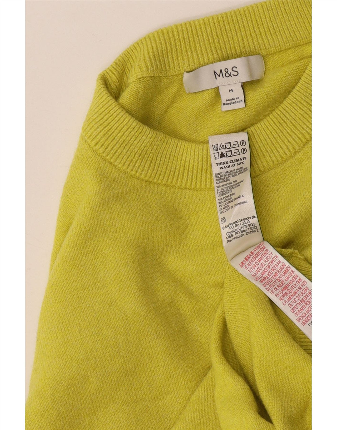 Marks & Spencer Dame sweater med rund hals DK 14 Medium Gul