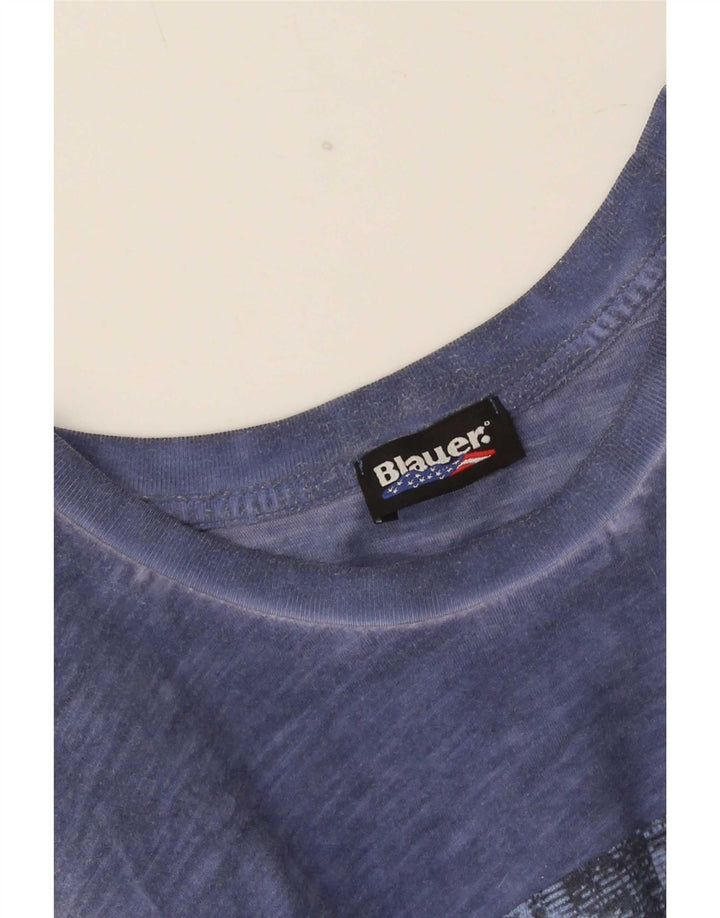Blauer Herre grafisk T-shirt Top Medium Navy Blue
