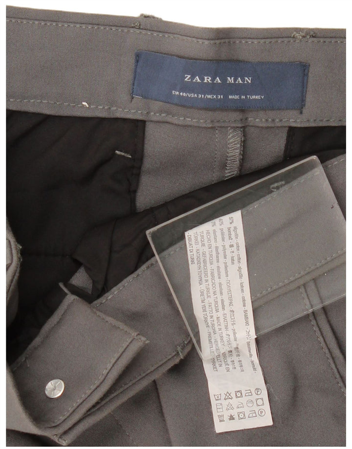 ZARA Herre Slim Chino Bukser EU 40 Medium W31 L28 Grå Bomuld