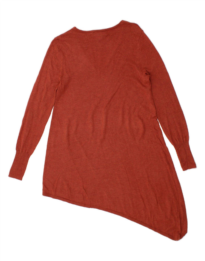 MOSSIMO Womens Asymmetric V-Neck Jumper Sweater UK 12 Medium Brown Nylon Vintage Mossimo and Second-Hand Mossimo from Messina Hembry 