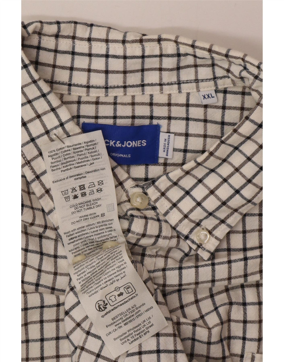 Jack & Jones Herreskjorte 2XL Hvid Gingham Bomuld