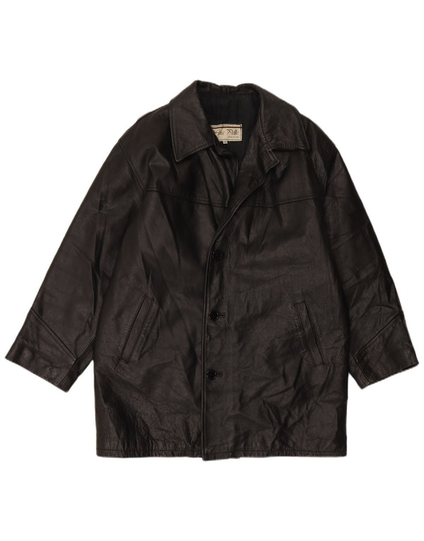 VINTAGE Mens Leather Jacket IT 48 Medium Black Leather