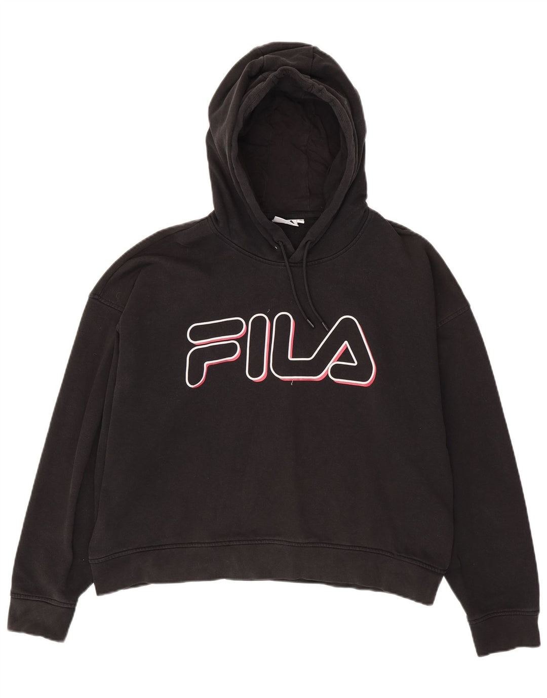 FILA Oversized grafisk hættetrøje til kvinder UK 18 XL Sort bomuld