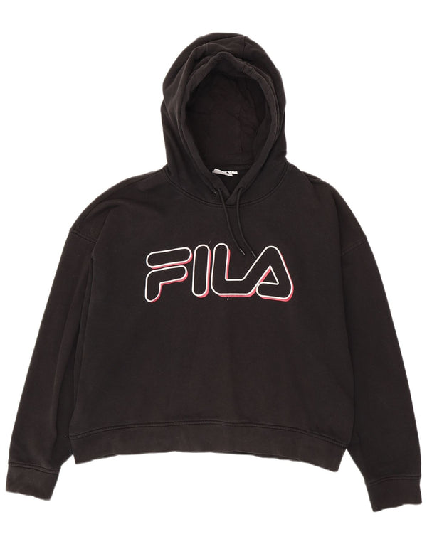 FILA Oversized grafisk hættetrøje til kvinder UK 18 XL Sort bomuld