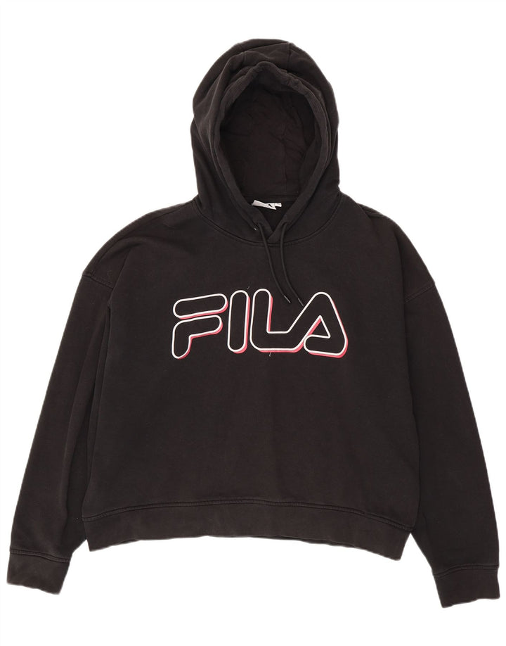 FILA Oversized grafisk hættetrøje til kvinder UK 18 XL Sort bomuld