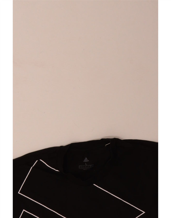 ADIDAS Mens Graphic T-Shirt Top Large Black Cotton
