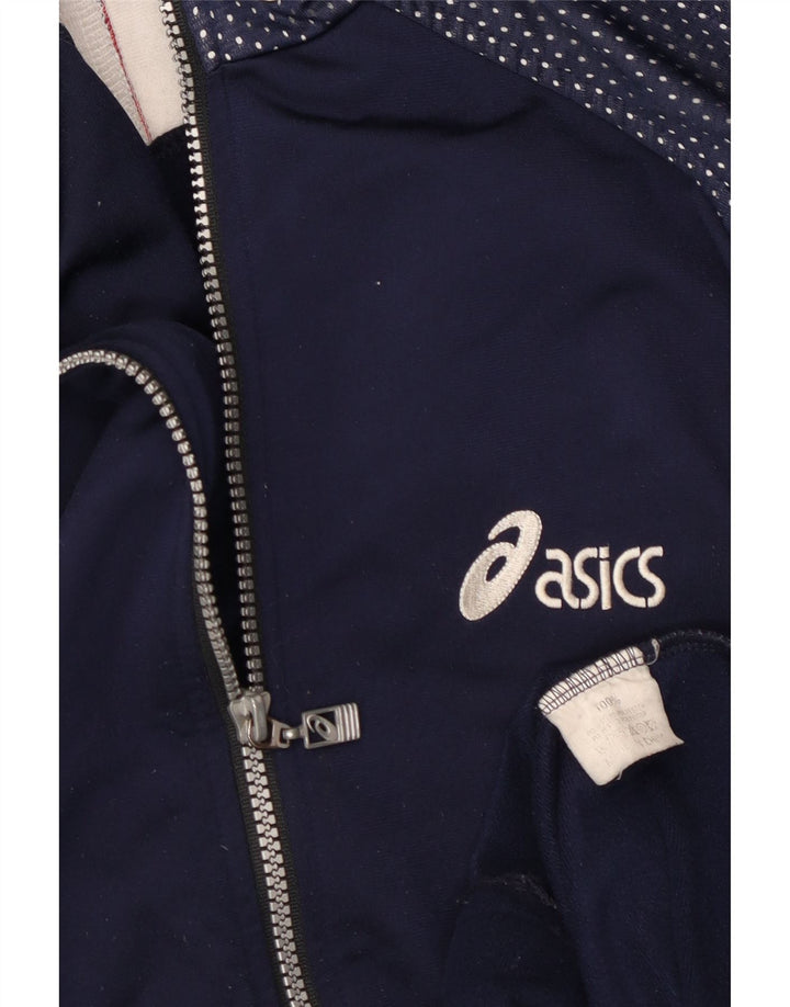 Asics Træningsdragt til mænd Topjakke UK 40 Large Navy Blue Colourblock Polyester