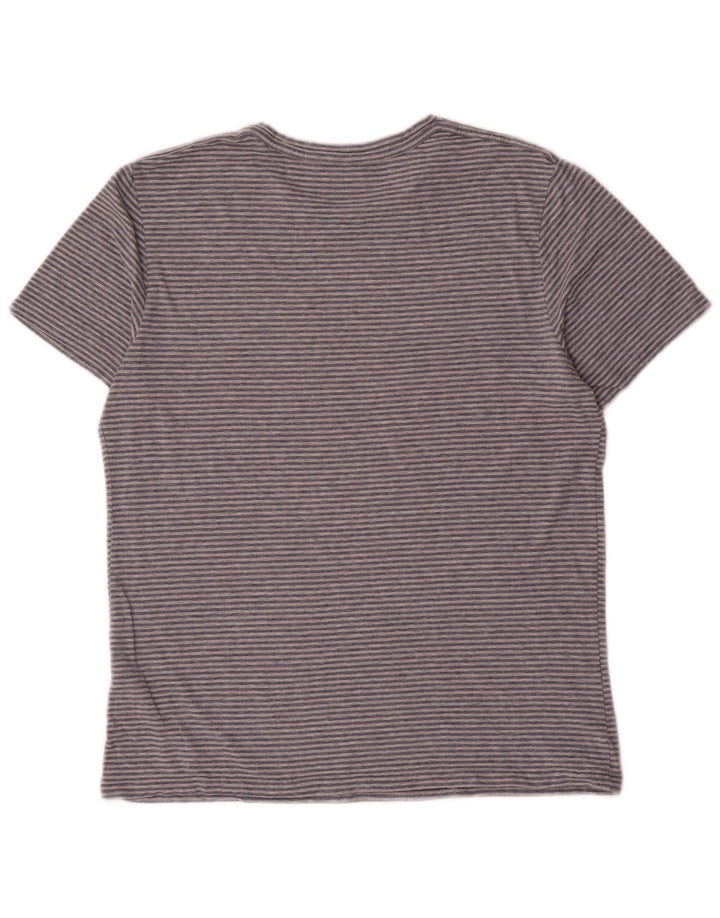 All Saints Herre T-Shirt Top Stor Grå Stribet