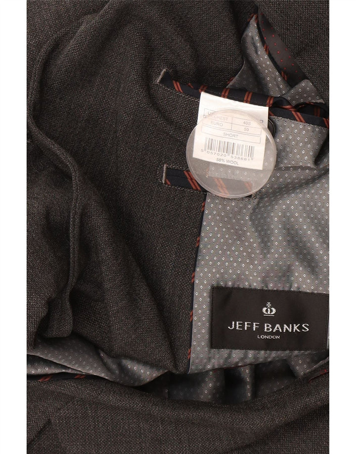 Jeff Banks Herre 2-knaps blazerjakke EU 50 Large Grå Polyester
