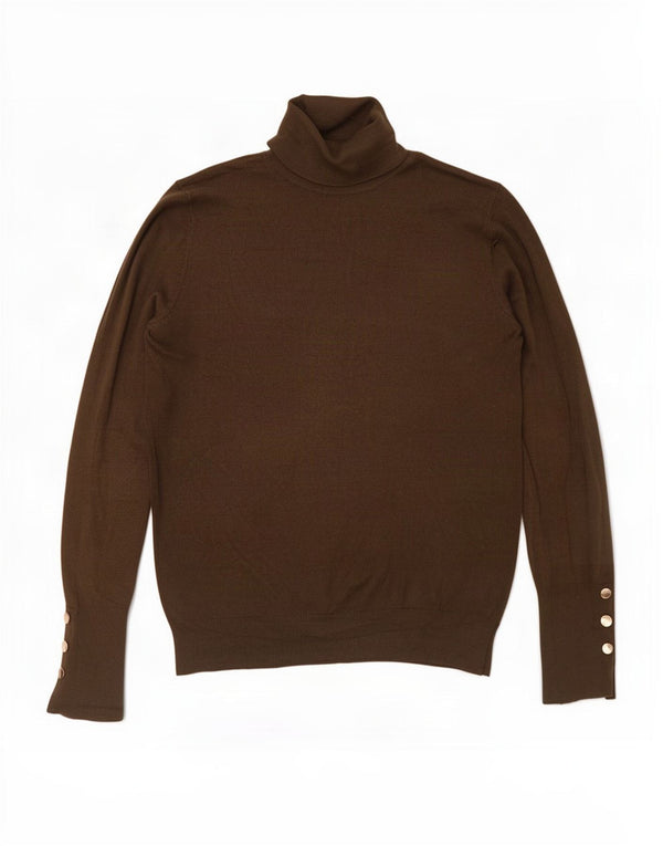 Zara Dame Roll Neck Jumper Sweater UK 16 Large Khaki Viscose