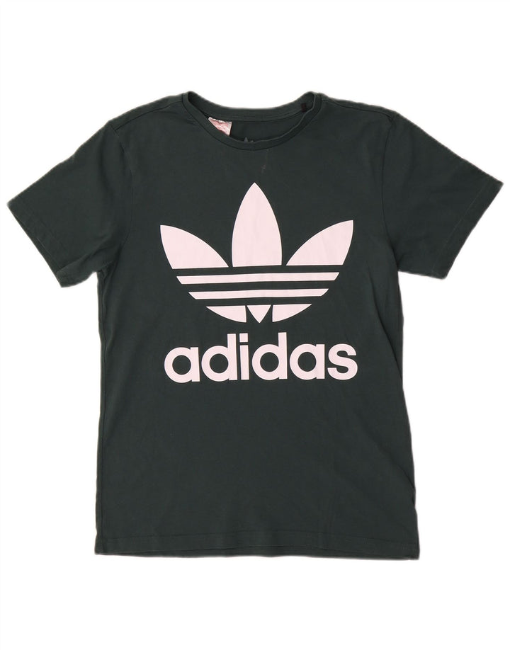 Adidas drenge grafisk t-shirt top 13-14 år grøn bomuld