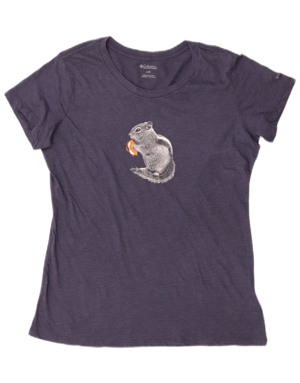 Columbia Womens Grafisk T-Shirt Top UK 16 Large Navy Blue Polyester