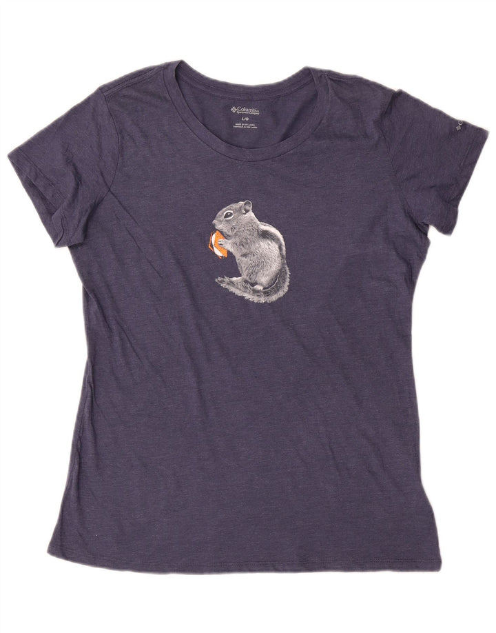 Columbia Womens Grafisk T-Shirt Top UK 16 Large Navy Blue Polyester
