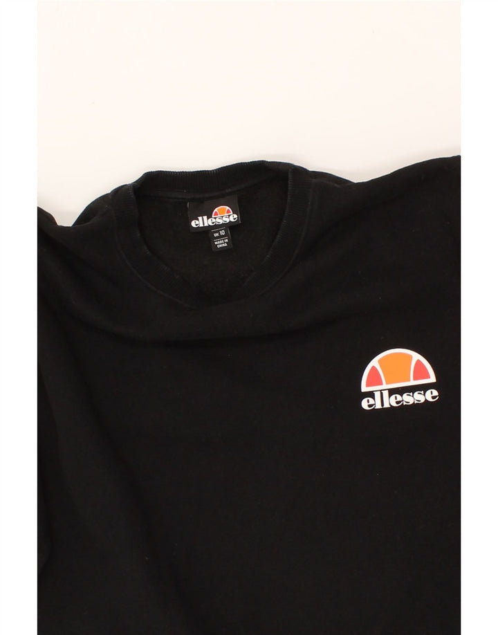 ELLESSE Womens Oversized Sweatshirt Jumper UK 10 Small Black Cotton Vintage Ellesse and Second-Hand Ellesse from Messina Hembry 