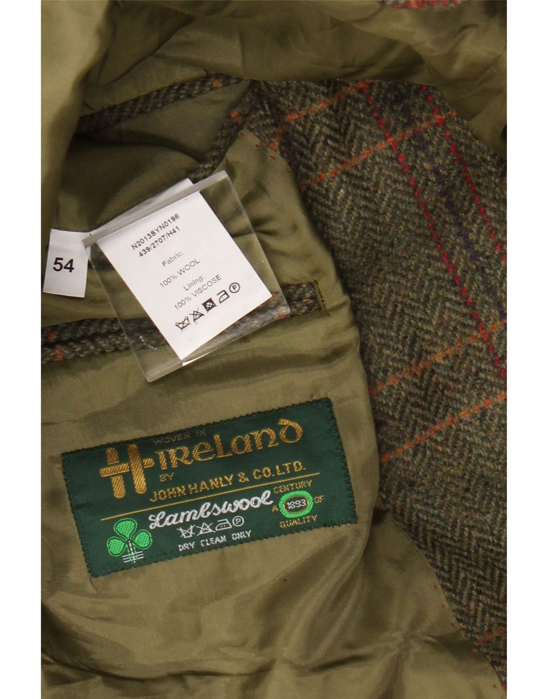 John Hanly&Co Ltd Herre 3-knaps blazerjakke IT 54 2XL Khaki Check