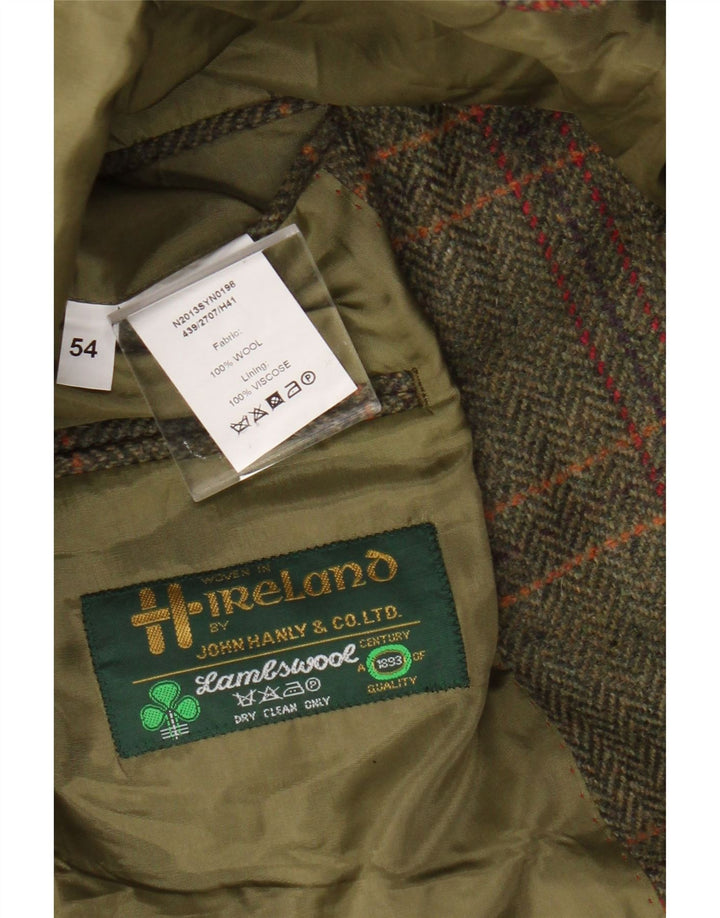 John Hanly&Co Ltd Herre 3-knaps blazerjakke IT 54 2XL Khaki Check