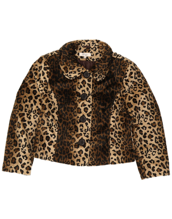 Peruzzi Dame imiteret Pelsjakke UK 14 Large Brown Animal Print Polyester