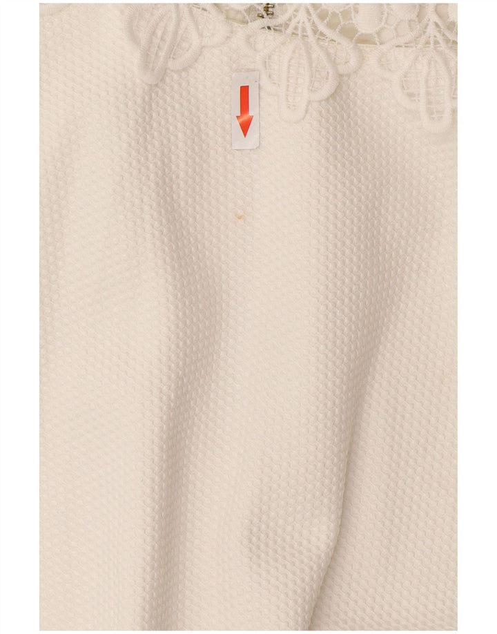 Ted Baker Dame Ærmeløs A-Line Kjole UK 4 XS Hvid Polyester