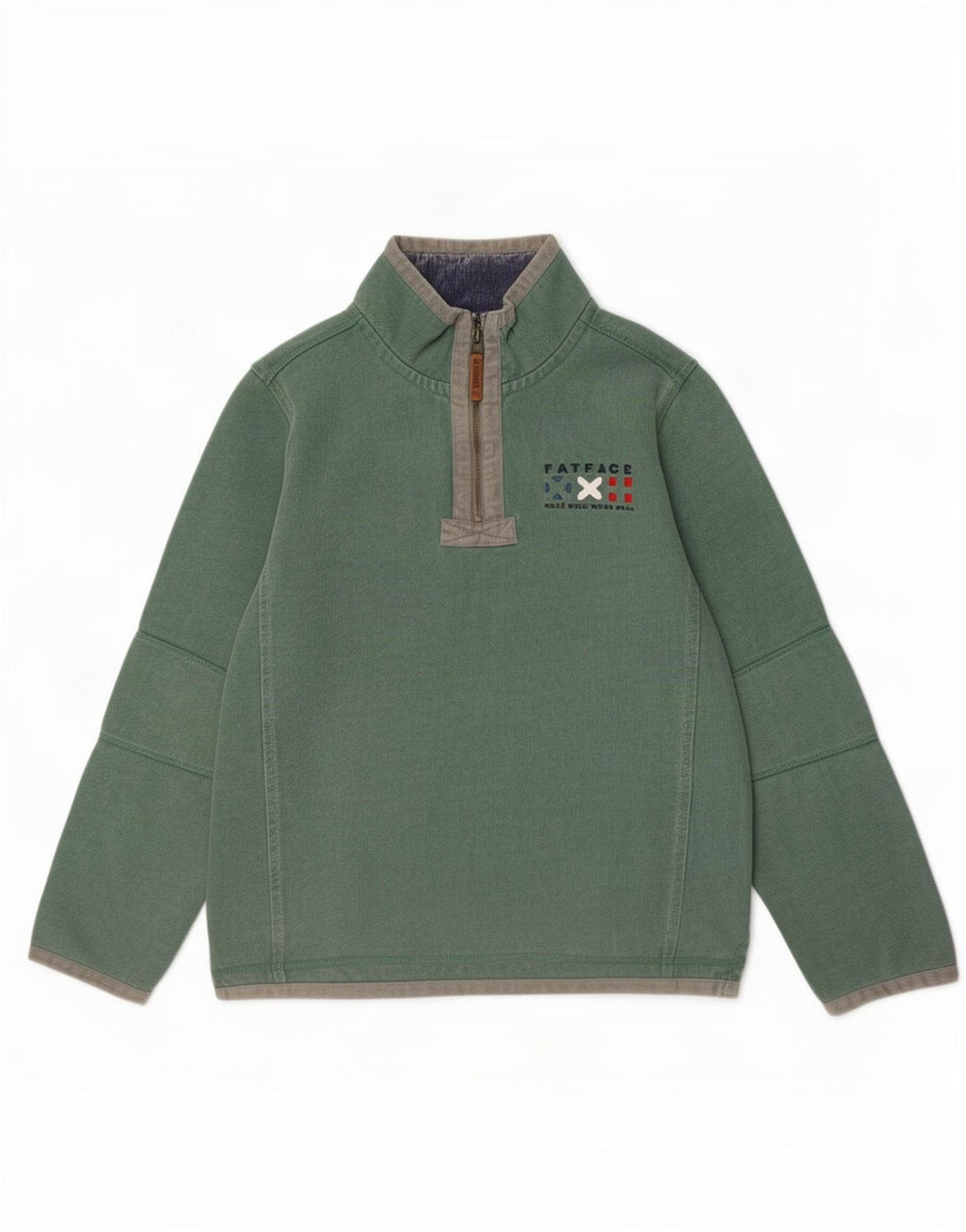 Fat Face Herre Grafisk Zip Neck Sweatshirt Jumper Medium Grøn Bomuld