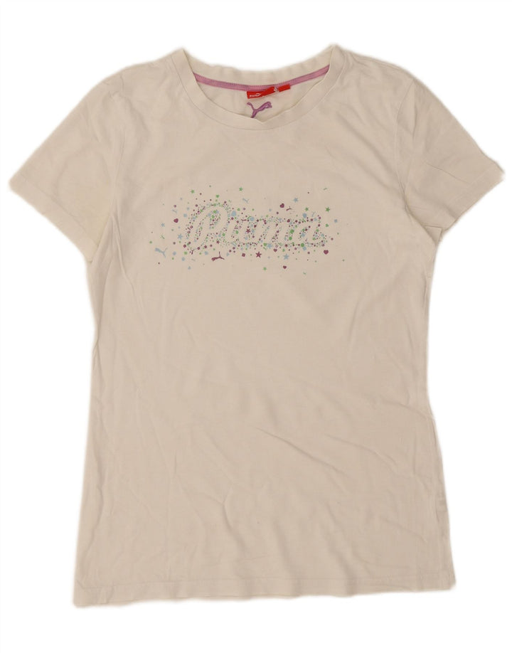 Puma Grafisk T-shirt top til kvinder DK 16 Large Off White