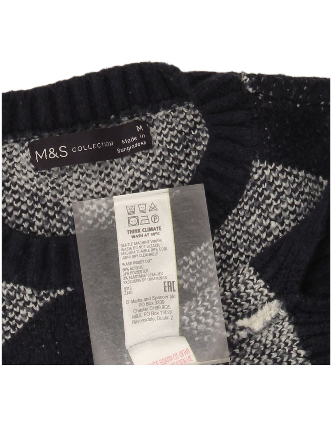 Marks & Spencer Dame sweater med rund hals DK 14 Medium Black Check