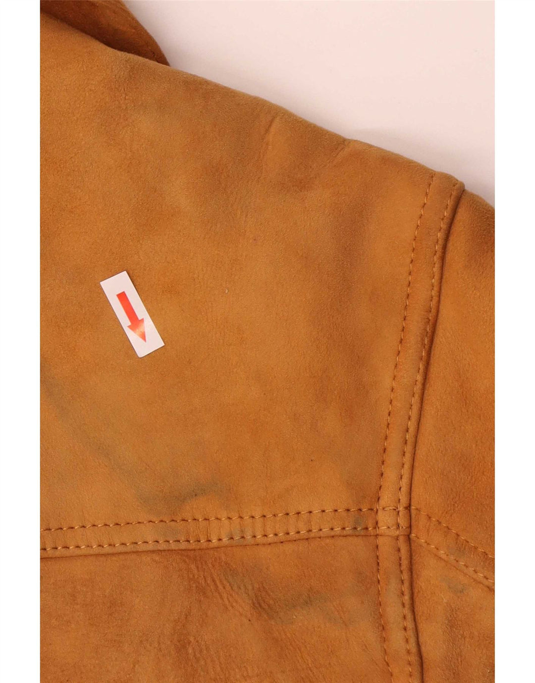 Vintage Herre Shearling Overfrakke IT 48 Medium Beige Læder