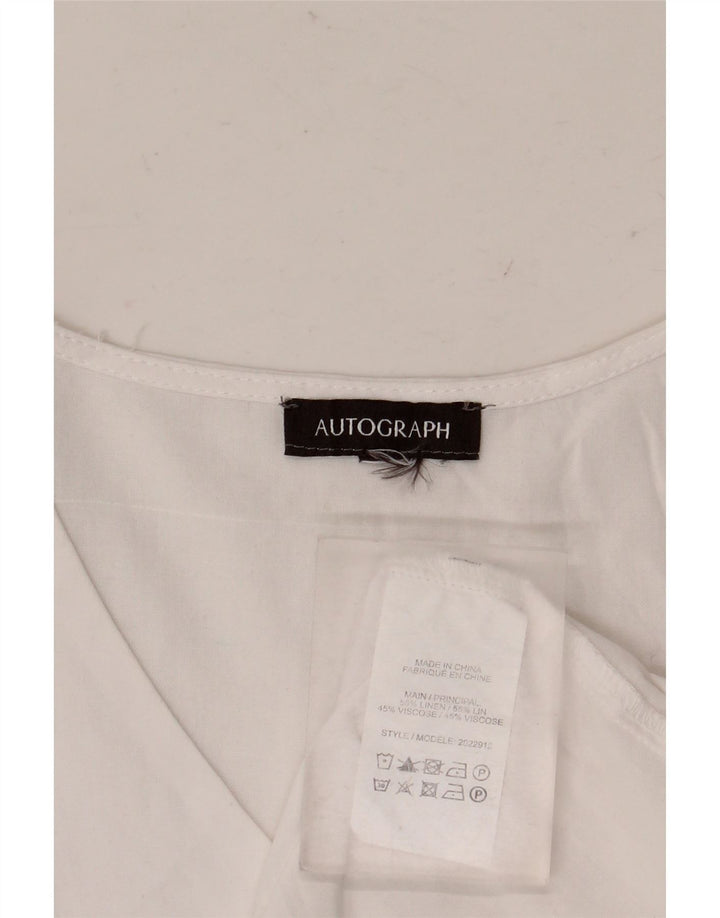 Autograf Dame Oversized Bluse Top UK 14 Medium White Linen