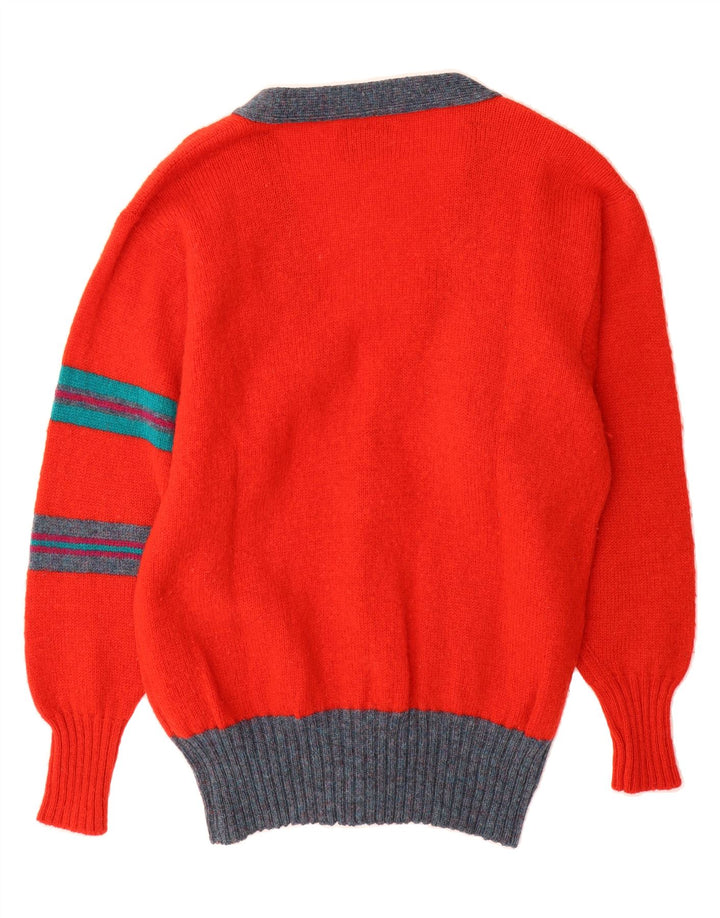 GERANI Mens Cardigan Sweater Medium Red Colourblock Vintage Gerani and Second-Hand Gerani from Messina Hembry 