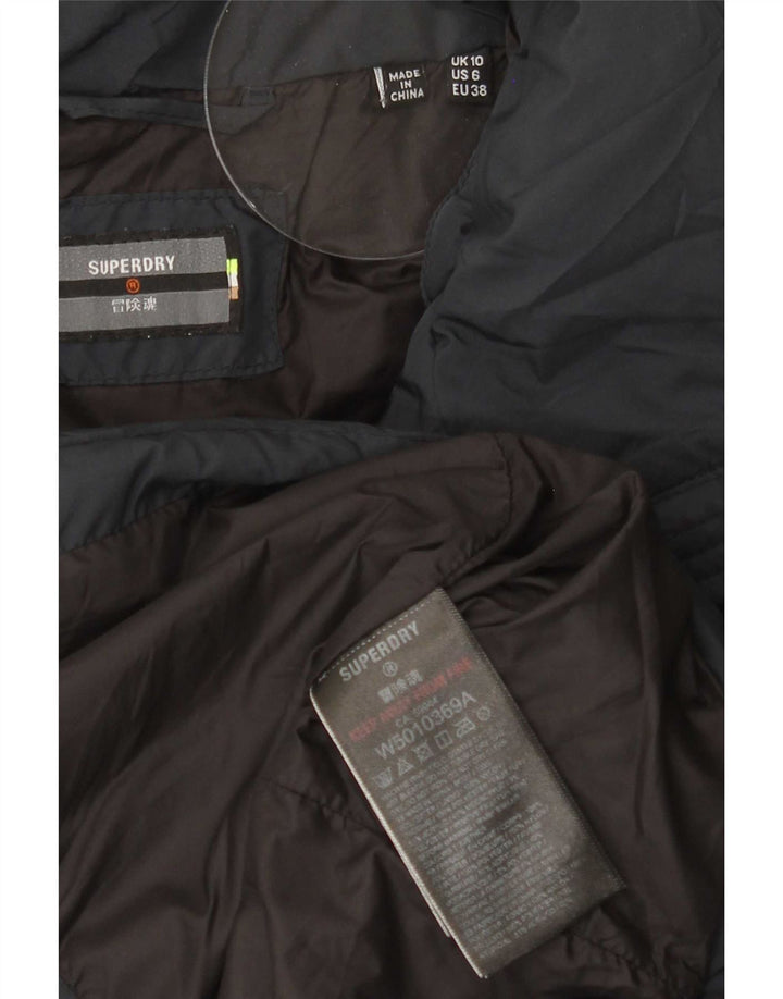 Superdry polstret jakke til kvinder UK 10 Lille marineblå polyester