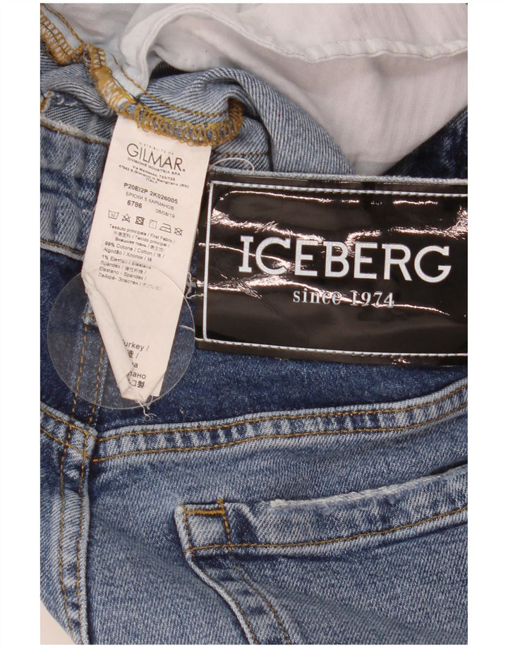 Iceberg Dame Grafisk Bootcut Jeans W27 L28 Blå Colourblock Bomuld