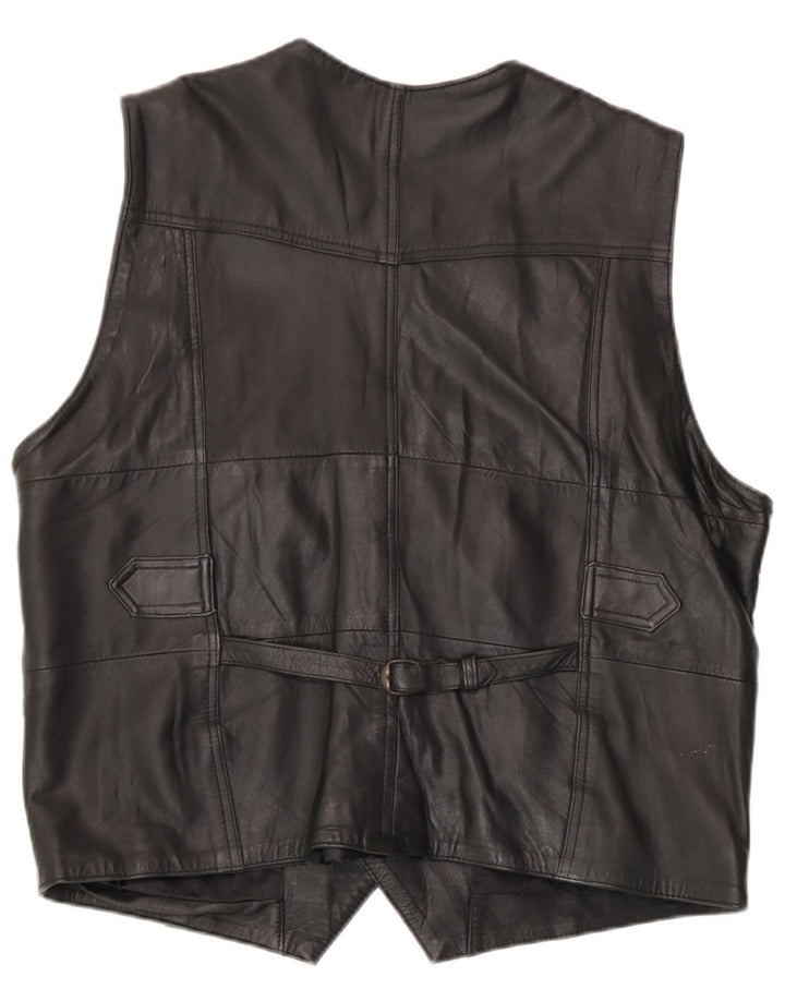 Vintage herre læder vest EU 54 XL sort læder