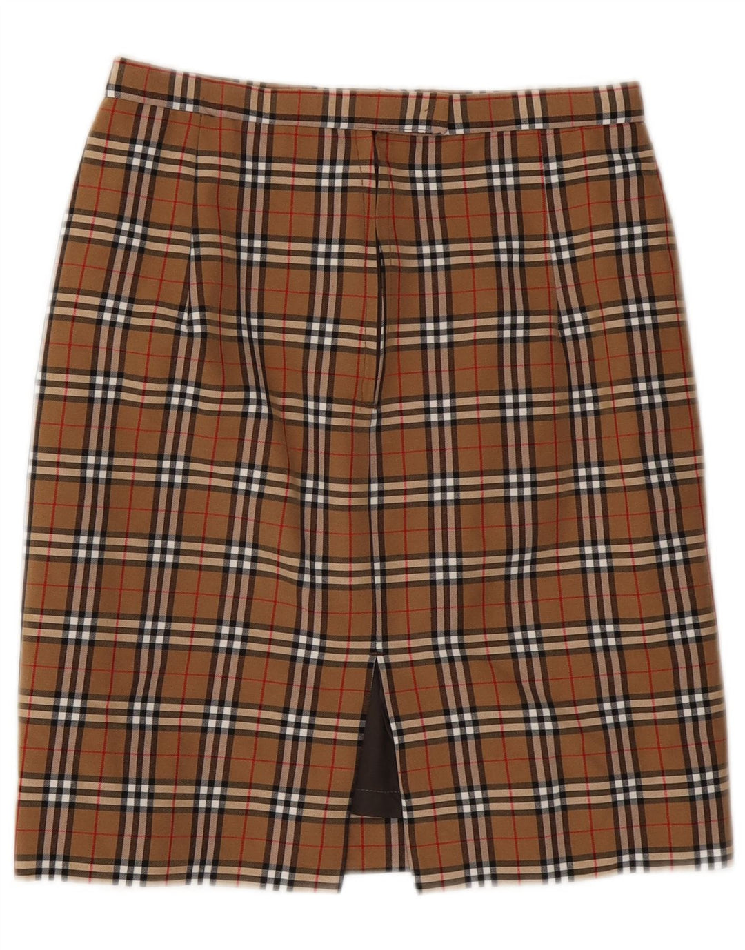 VINTAGE Blyantnederdel til kvinder W28 Medium Brown Check