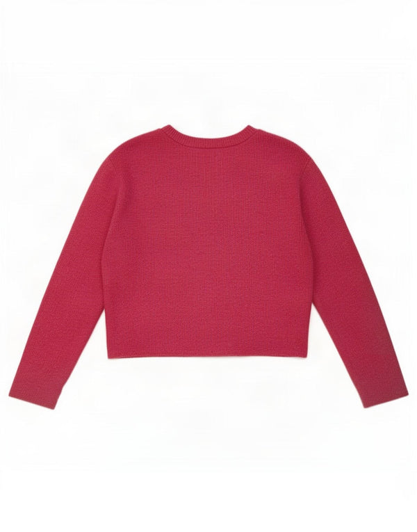 Zara Womens Crop Oversized Top Long Sleeve UK 10 Small Pink Cotton