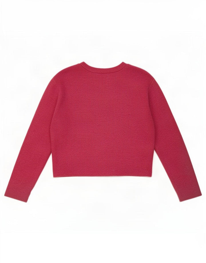 Zara Womens Crop Oversized Top Langærmet UK 10 Small Pink Bomuld