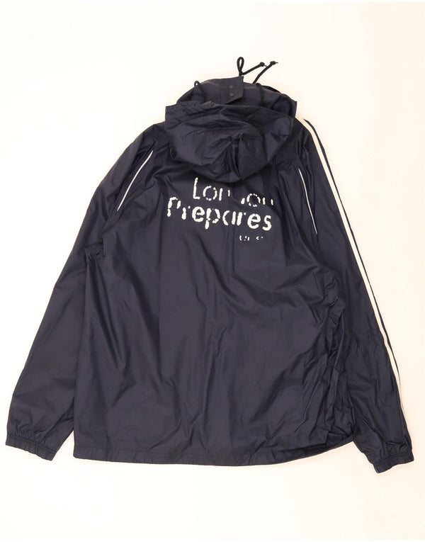 Adidas Herre grafisk regnjakke med hætte UK 46 3XL marineblå nylon